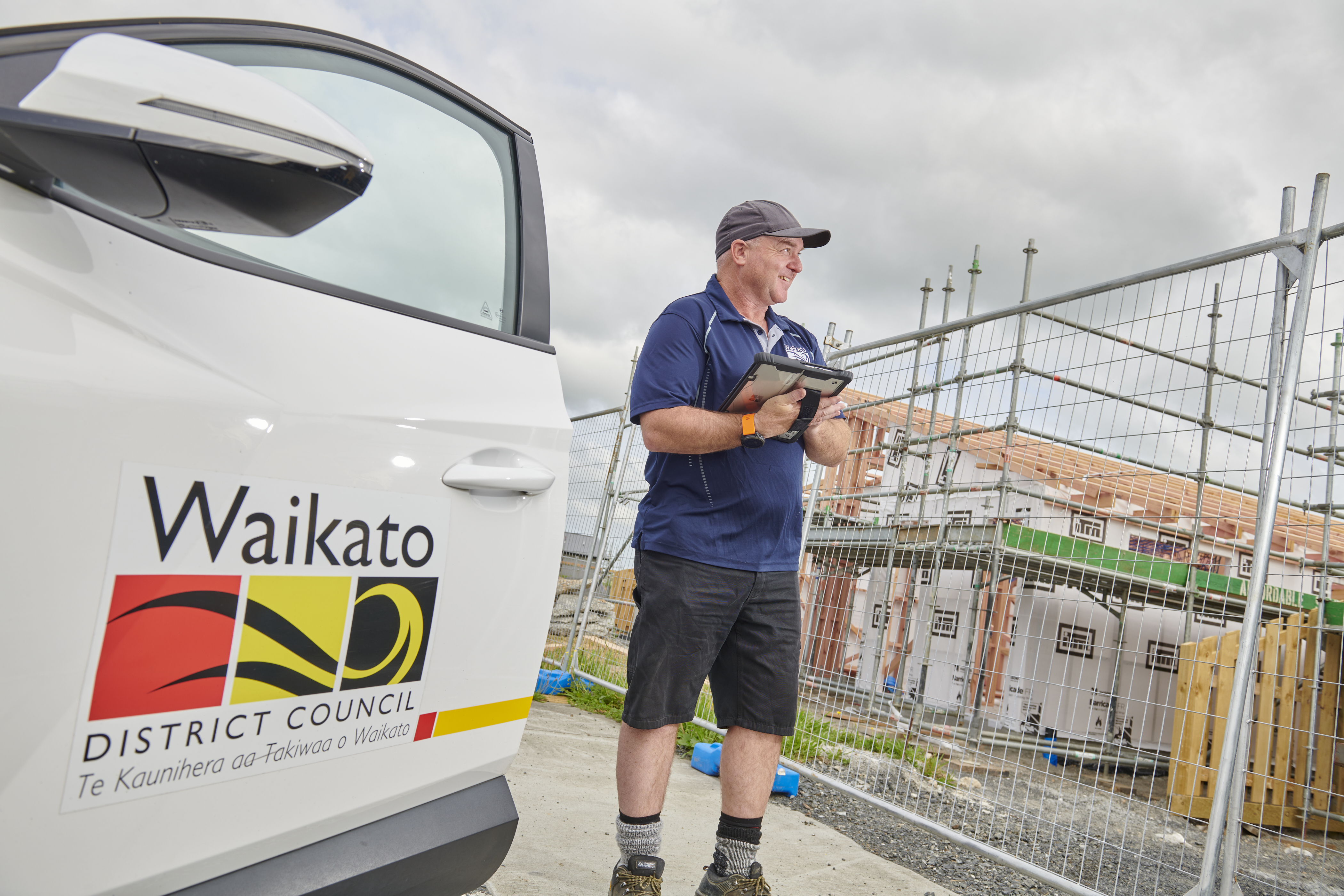 Council building inspector visits a worksite