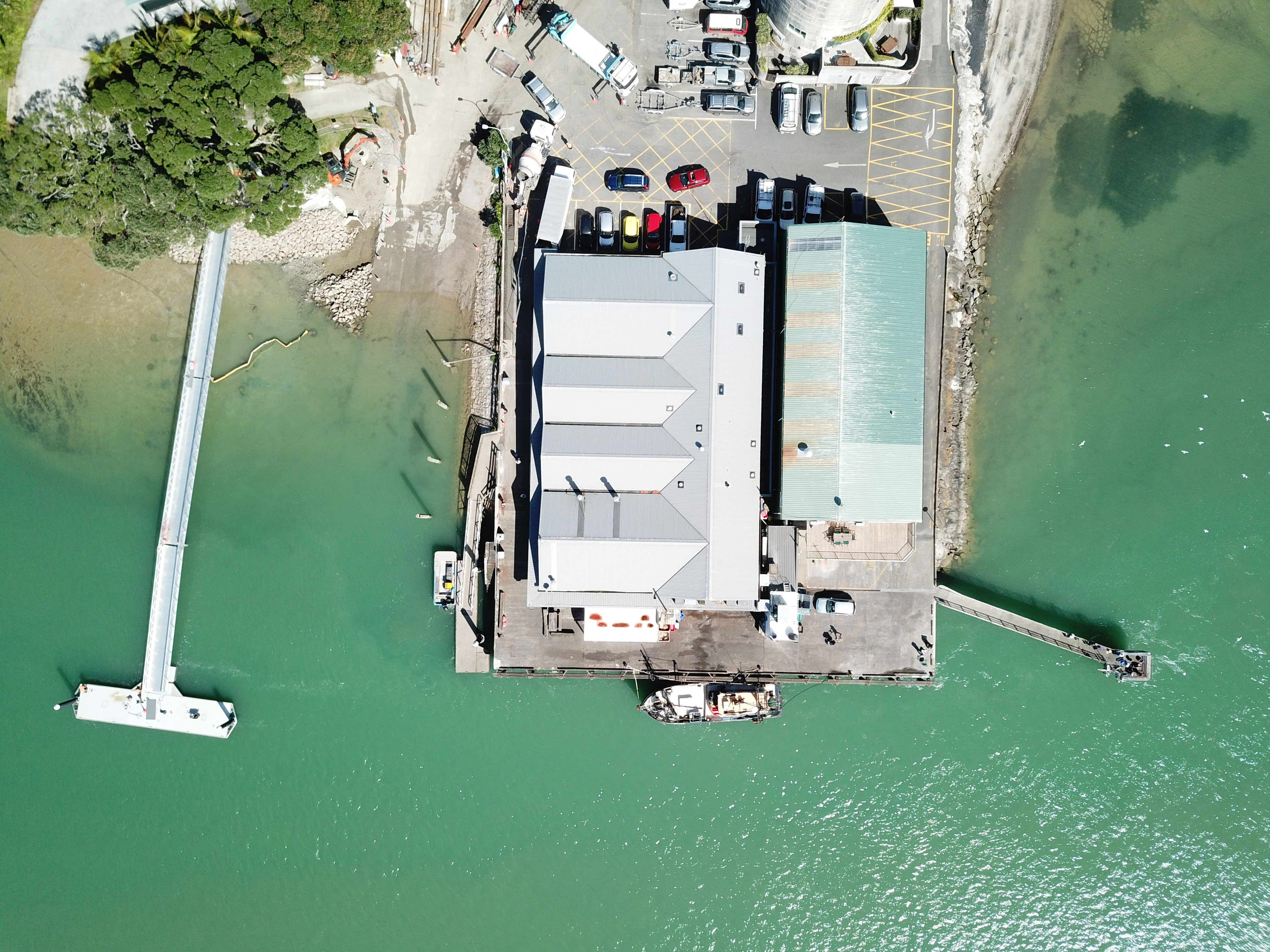 Aerial view of the new pontoon area