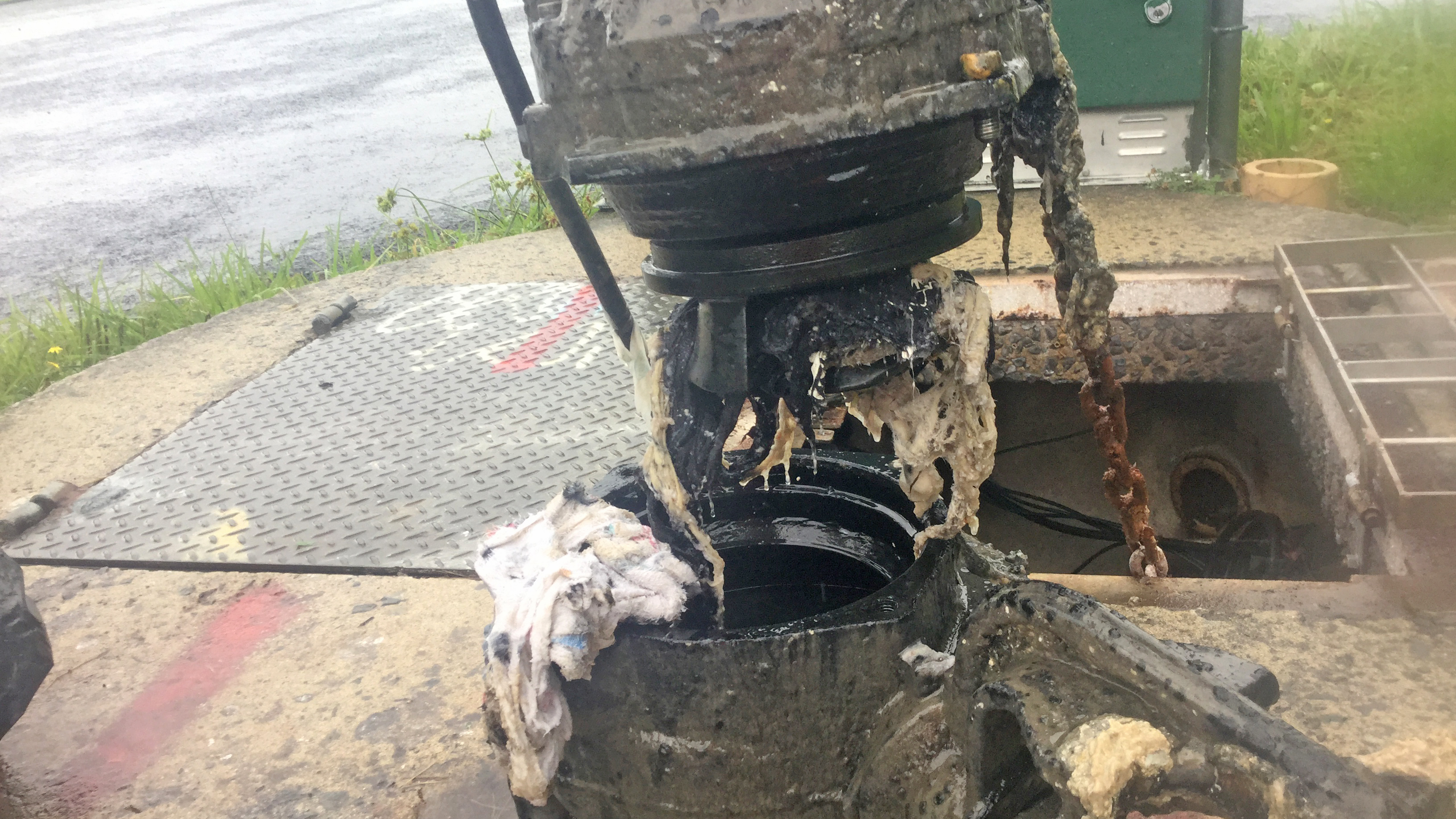 Huntly's Baker Street pump station blocked with rags